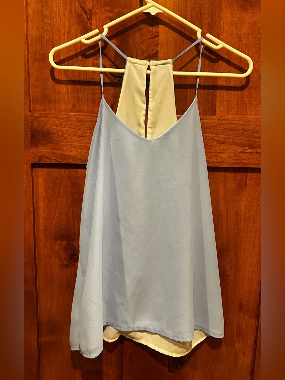Light Blue Double-Layer Spaghetti Strap Tank Top